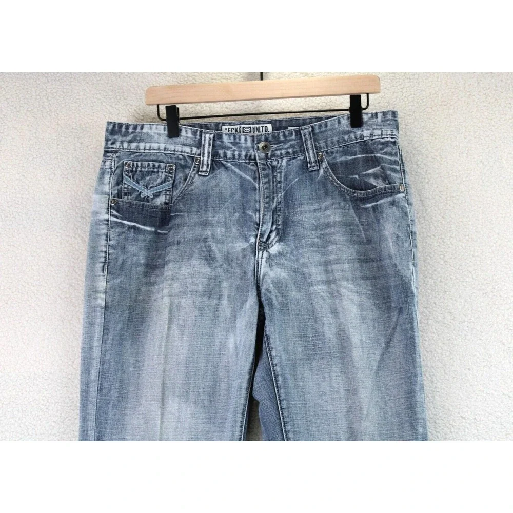 Ecko Unltd Mens Jeans W34 Blue Wash Relaxed Fit Denim Pants Y2K Streetwear‎